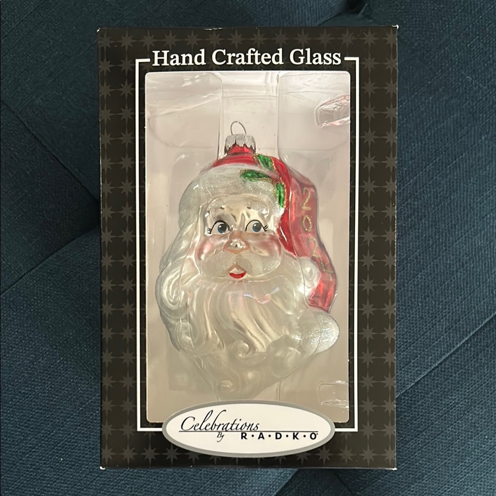 Celebrations by Radko hand crafted glass 2024 Santa Christmas ornament